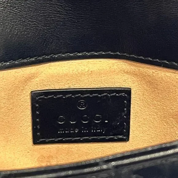 GUCCI GG Marmont Mini Black Calfskin Matelasse Chain Belt Bag - Picture 7 of 11